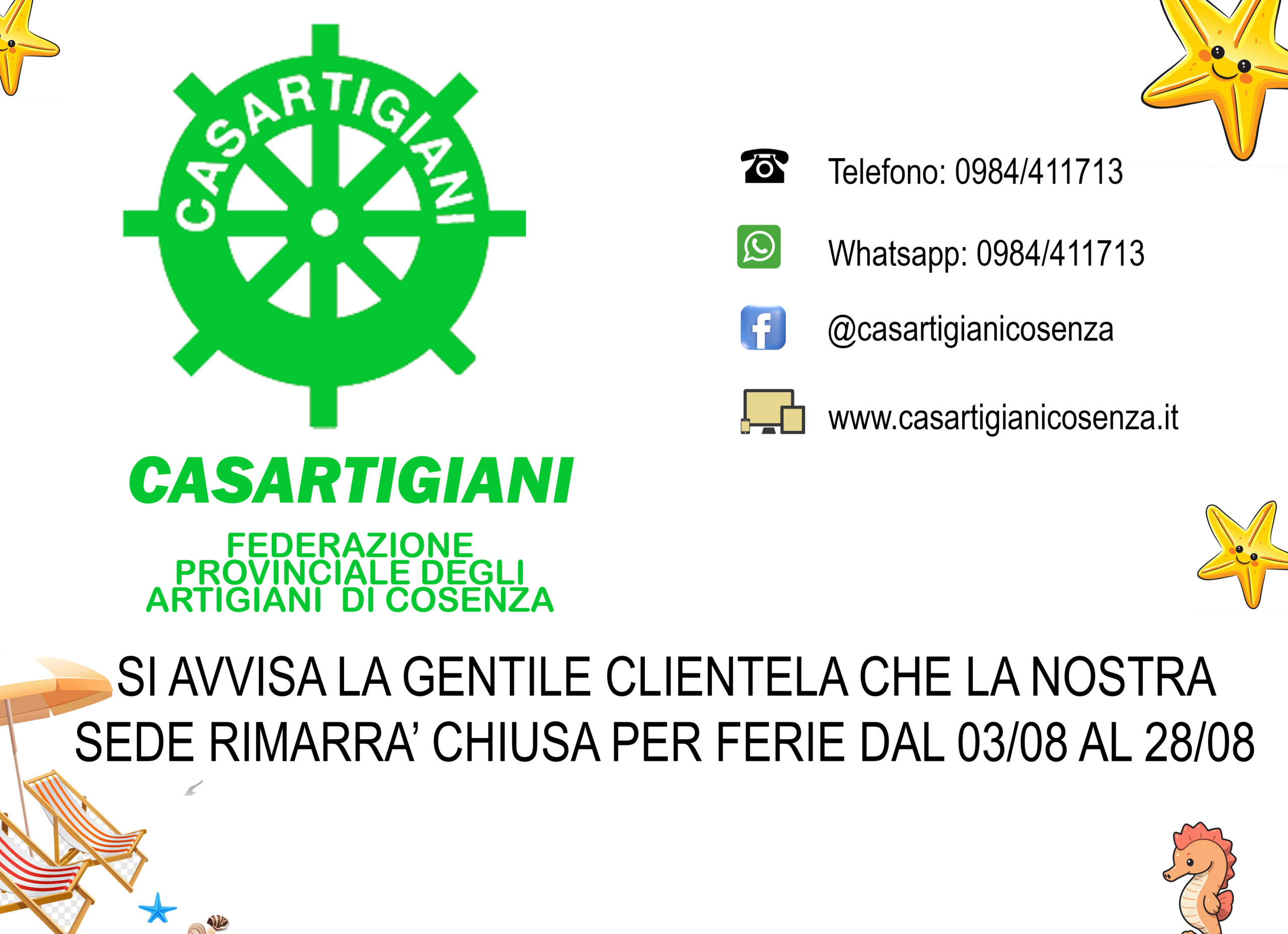 CHIUSURA ESTIVA 2026